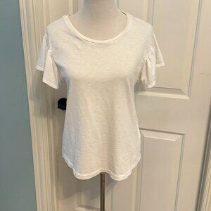 7 For All Mankind White Flutter sleeve Tee M